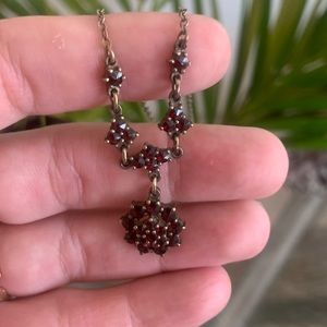 Antique garnet silver necklace